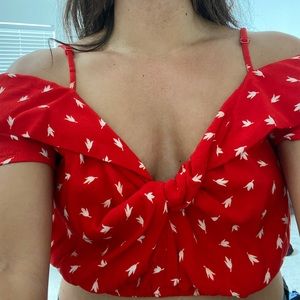 Red crop blouse